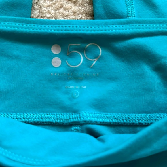 ANTHROPOLOGIE Sunpop Crops Capri Leggings Teal Yellow Mesh Accent Waist Pocket - Picture 6 of 8